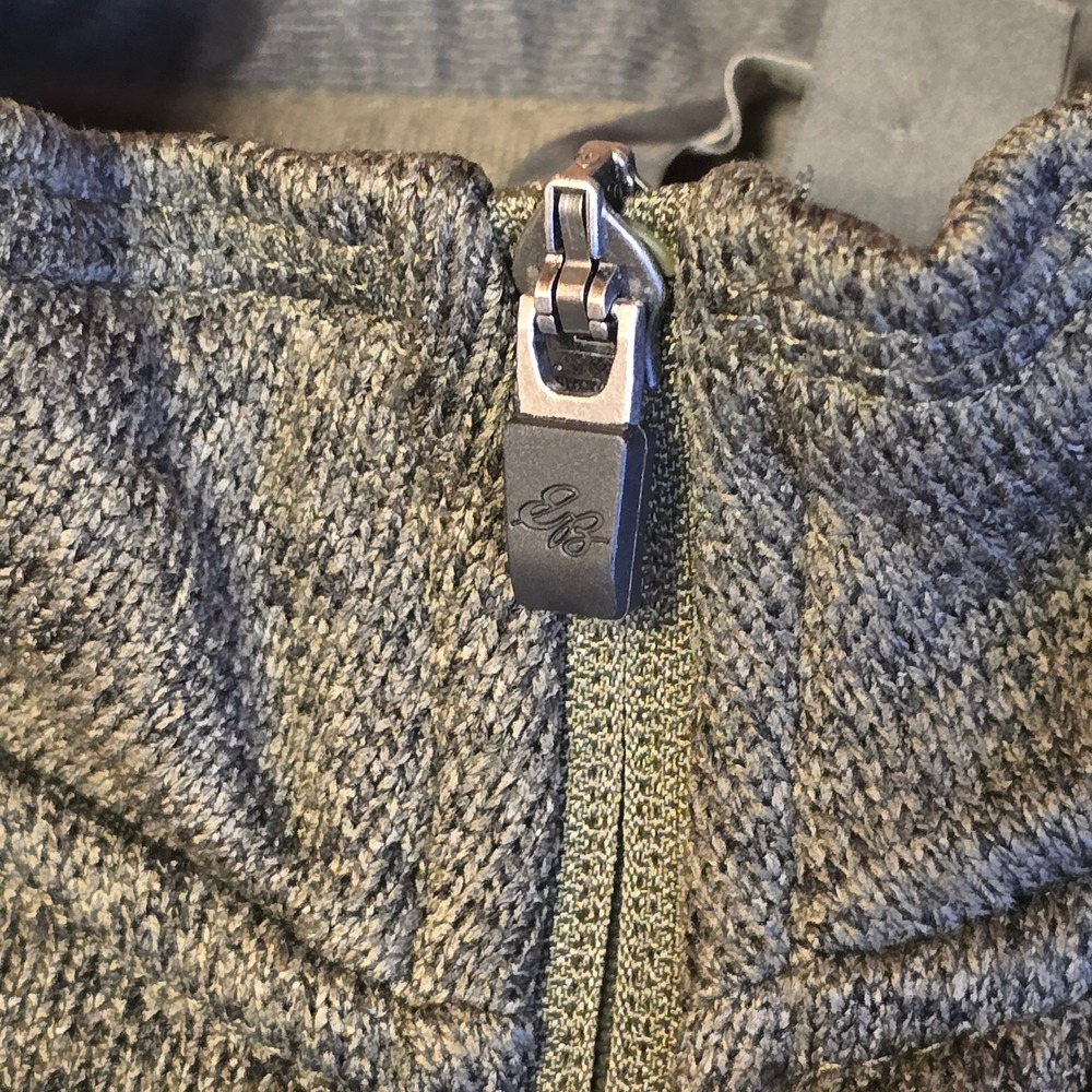 Eddie Bauer Mens XXL Quarter Zip Pullover Fleece Sweater Olive Green Marl 0162 - Picture 15 of 16